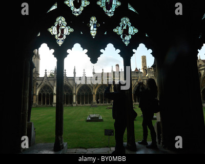 Canterbury Kent England Canterbury Cathedral People Taking Photographs Of The Courtyard Through The Great Cloisters