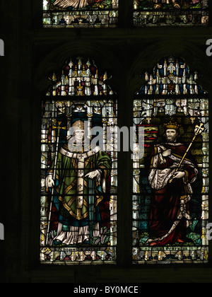 Canterbury Kent England Canterbury Cathedral Chapter House Stained Glass Window Saint Thomas Becket And King Henry III Stock Photo