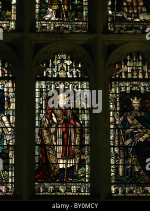 Canterbury Kent England Canterbury Cathedral Chapter House Stained Glass Window Saint Edmund And king Edward Stock Photo