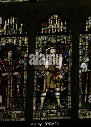 Canterbury Kent England Canterbury Cathedral Chapter House Stained Glass Window Of King Henry IV And King Henry VIII Stock Photo