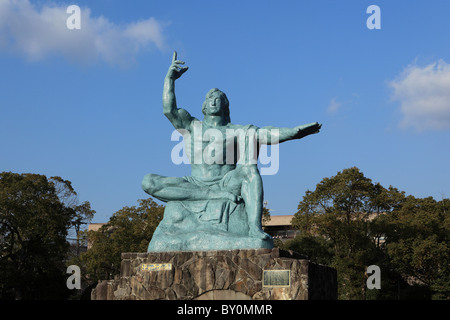 Peace Statue at Nagasaki Peace Park, Nagasaki, Nagasaki, Japan Stock Photo