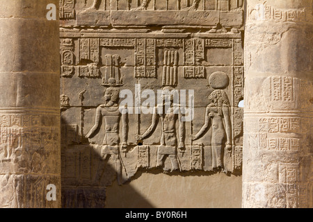 Philae Temple, Egypt- carving on colonnade Stock Photo