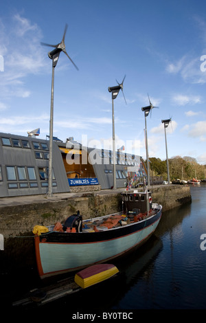 Wind turbines at the eco friendly Jubilee Wharf, Penryn, Cornwall. Stock Photo