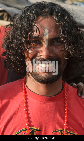 portrait of an Indian man at a homeless camp in Kathmandu, Nepal Stock Photo