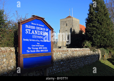 St Andrew's Parish Church in Church Street, Steyning, West Sussex, England UK. Stock Photo