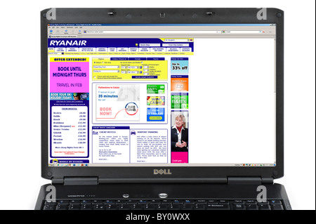 Browsing the Ryanair site on a Laptop Computer, UK Stock Photo