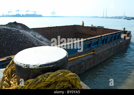 Quarry with barge loading facility Kent UK Stock Photo