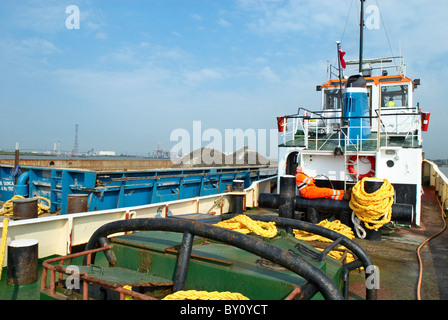 Quarry with barge loading facility Kent UK Stock Photo