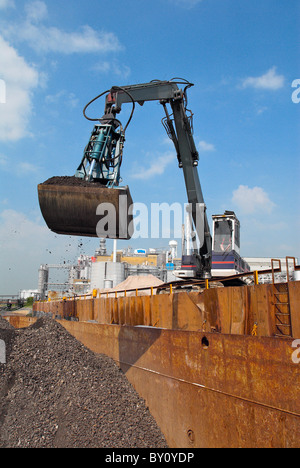 Quarry with barge loading facility Kent UK Stock Photo