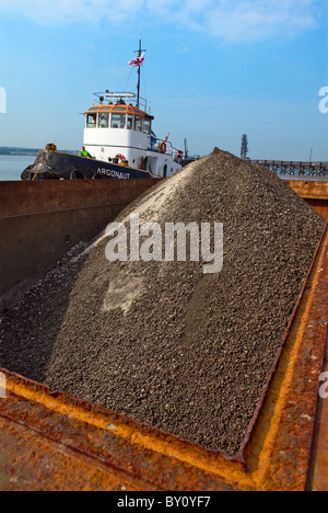 Quarry with barge loading facility Kent UK Stock Photo