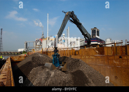 Quarry with barge loading facility Kent UK Stock Photo