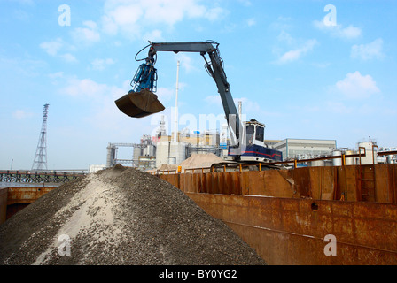 Quarry with barge loading facility Kent UK Stock Photo