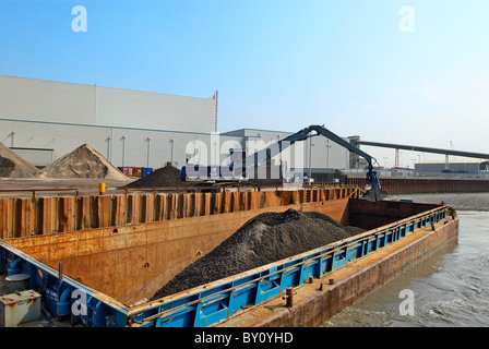 Quarry with barge loading facility Kent UK Stock Photo