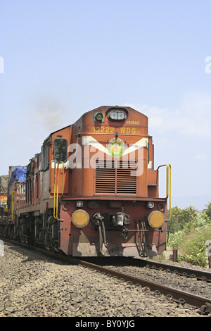 Indian diesel electric passenger locomotive. Puducherry station, India ...