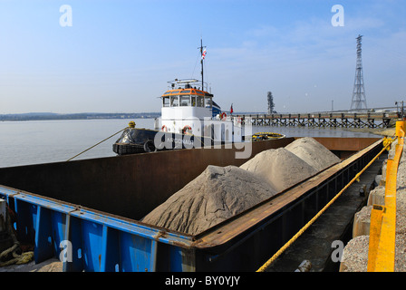 Quarry with barge loading facility Kent UK Stock Photo