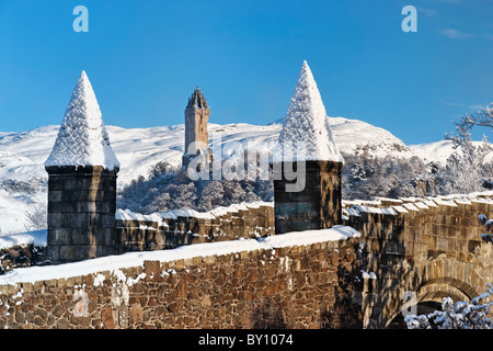 The Wallace Monument and Stirling Bridge, City of Stirling, Scotland, UK. Stock Photo