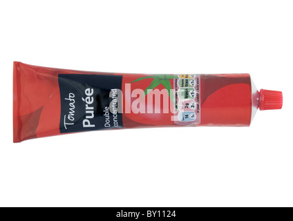 Tube of tomato puree on white background Stock Photo
