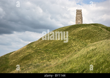 St. Michaels Tower on the summit of Glastonbury Tor in Somerset England Stock Photo
