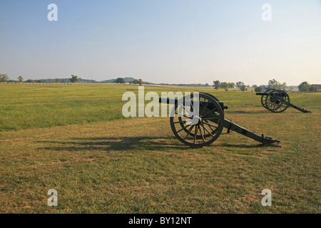 View across Picketts Charge area from Seminary Ridge of the Battle of Gettysburg, Gettysburg National Military Park. Stock Photo