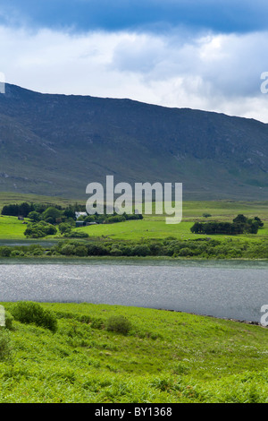 Farm at the foot of the Maamturk mountains near Maam, Connemara, County Galway, Ireland Stock Photo