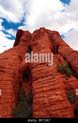 Eroded columns of red sandstone among the Jumble of Rocks in Nevada's Valley of Fire State Park. Stock Photo