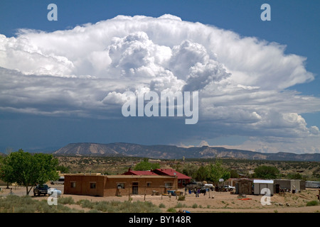Stratocumulus clouds building over the desert near Cuba, New Mexico, USA. Stock Photo