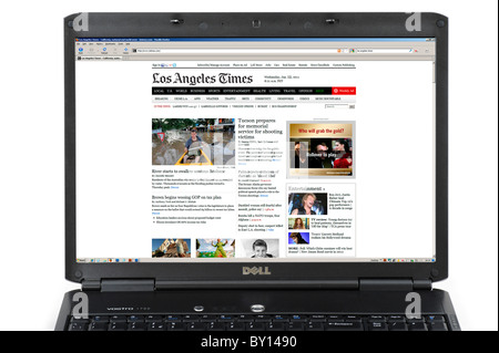 Browsing The Los Angeles Times website on a Laptop Computer, USA Stock Photo