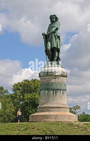 Monumental statue of Vercingetorix by Aime Millet on top of Mont Auxois above Alise-Sainte-Reine Cote d’Or Burgundy France Stock Photo