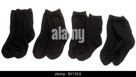 Four pairs of Children's black ankle socks Stock Photo