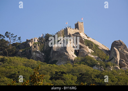 The walls of Castelo dos Mouros (The Castle of the Moors) in Sintra, Portugal. Stock Photo