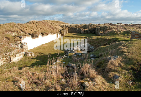 part of the ruins of St.Pirans church in the sand dunes at Perranporth in Cornwall, UK Stock Photo