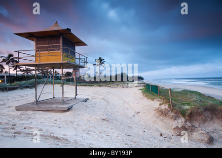 lifeguard hut on australian beach with interesting clouds in background Stock Photo