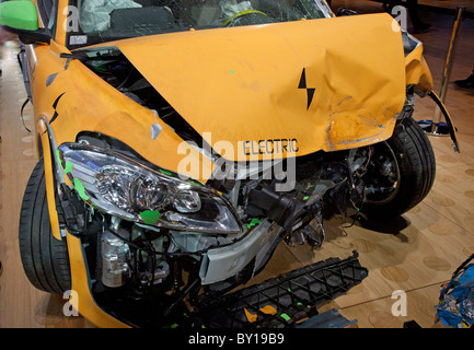 Detroit, Michigan - A crash-tested Volvo C30 electric car on display at the North American International Auto Show. Stock Photo