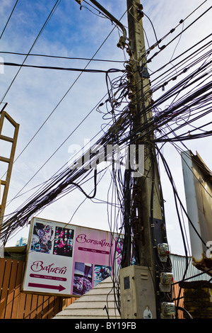 Electrical and communication distribution in Patong Beach Phuket Stock Photo