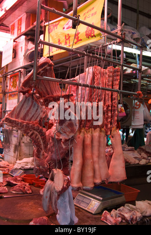 Fresh Meat Hang On Spike In The Market. Stock Photo, Picture and Royalty  Free Image. Image 51799408.