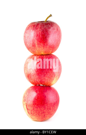 Three ripe juicy apples, close-up, isolated on white Stock Photo - Alamy