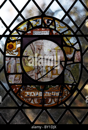 Circa 17th Century stained glass, Flemish School, Parish Church of St Peter, Radway, Warwickshire; Stock Photo