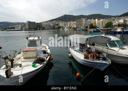 fishing boats in the port of Kavala Greece Stock Photo