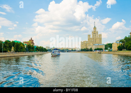river motor ship on Moscow-river Stock Photo
