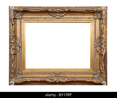 Picture gold frame with a decorative pattern. Stock Photo