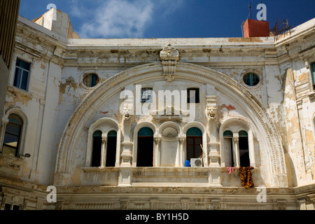 Tripoli, Libya; Architecture in the city centre dating back to the Italian rule showing the symbol of the 'fascio', the fascist Stock Photo
