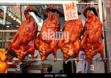 Roast Ducks in the shopping window, Hong Kong Stock Photo