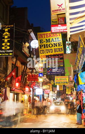 Asia, Nepal, Kathmandu, Nepal, neon lights of Thamel Stock Photo