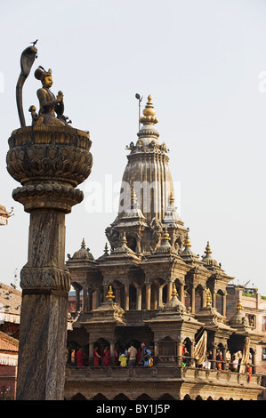 Asia, Nepal, Kathmandu, Kathmandu Valley, Patan Durbar Square, Unesco World Heritage site; Krishna Mandir 7th century Hindu Stock Photo