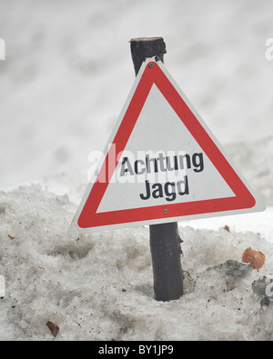 hunting, warning sign, Germany Stock Photo - Alamy