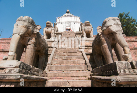 The Fasidegai Temple in Durbar Square in ancient Bhaktapur, near Kathmandu, Nepal Stock Photo