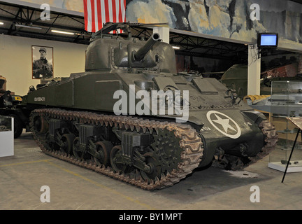 WW2 American Sherman tank on display at Saumur France Stock Photo