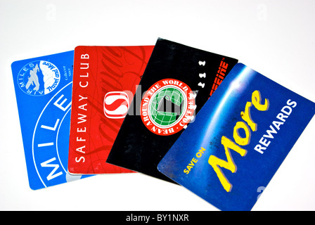 Plastic shopper loyalty reward discount cards Stock Photo