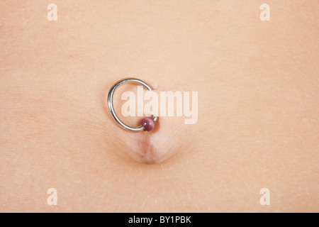 Close up of a navel piercing Stock Photo