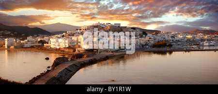 Naxos town (Chora) at sunset. Greek Cyclades Islands Greece Stock Photo